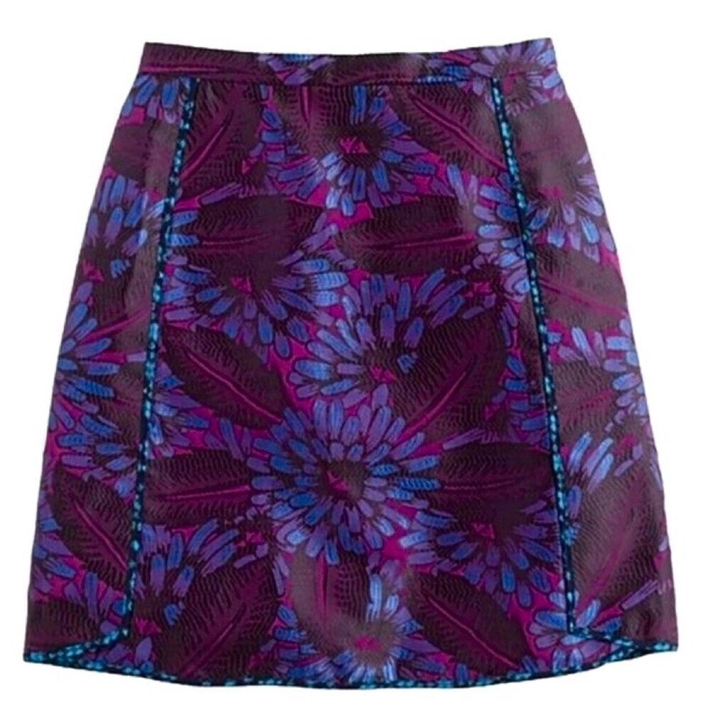 NEW J. Crew Midnight Floral Jacquard High Rise Mini Skirt in Blue and Purple 00